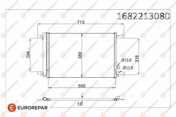 Eurorepar 1682213080 Psa Erp Klima Radyatörü Seat Leon St VW Golf VII T-Roc A11 Audi A3 Tt Q2 Q3