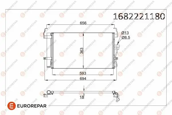 Eurorepar 1682221180 Klima Radyatörü Hyundai Coupe II GK Elantra III Xd Tiburon Coupe 00 06