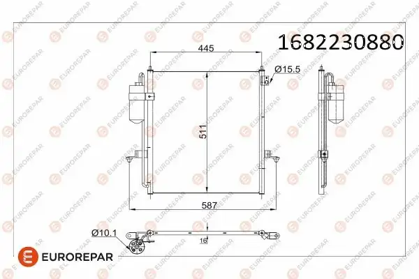 EUROREPAR 1682230880 | Klima Radyatörü Mitsubishi L200/Triton (KA_T/KB_T) 97-00