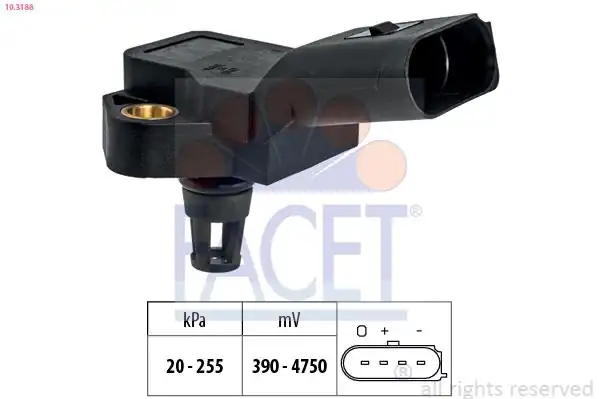FACET 10-3188 | Turbo Basınç Sensörü A4 08 15 A5 08 11 1 8 TFSI 2 0 TDI CAHA Cahb Cabd Cdhb