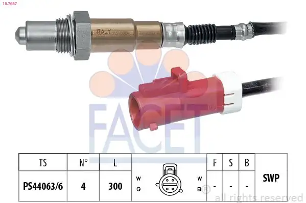 FACET 10.7687 | Oksijen Sensörü Konum Ford Focus I 98 > 04 1 Astra H Vectra C Zafira B A16xer Z18xe