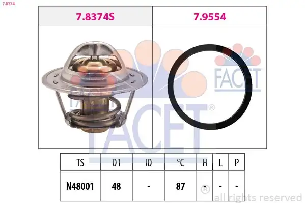 FACET 7-8374 | Termostat Chevrolet Aveo Kalos 04 1 4 8v 87 C