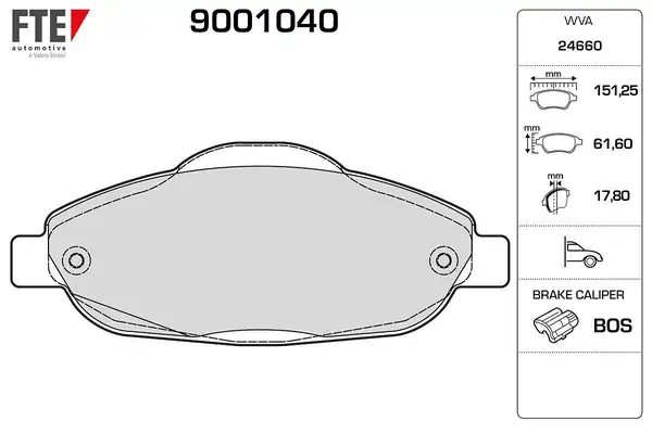 FTE 9001040 | Ön Fren Balatası P308 P3008 1 4 16v 1 6 16v 1 6 Hdi 09 07