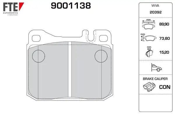 FTE 9001138 | Fren Balatası Ön W123 S123 W116 R107 72 85