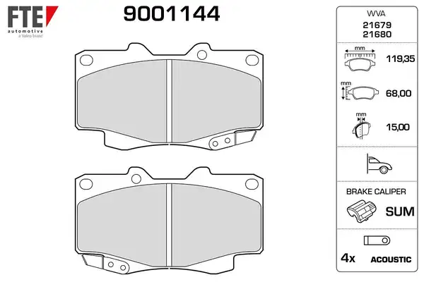 FTE 9001144 | Ön Fren Balatası Toyota Hilux Vıgo 4x4 06 11