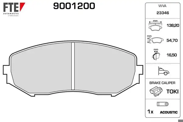 FTE 9001200 | Ön Fren Balatası Suzuki Grand Vitara 2.0 / 1.9Ddıs 10 / 05-