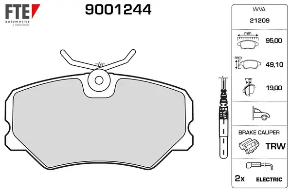 FTE 9001244 | Ön Fren Balatası P405 Sri Xu9j4 1 9 4 Kablolu