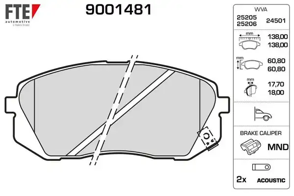 FTE 9001481 | Ön Fren Balatası Hyundai Tucson 2015- Ix35 10- Sonata 2014- I40 11- Kona 1.6 T-GDI 2016- Kia So