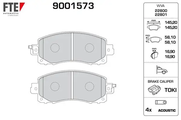 FTE 9001573 | Fren Balatası Ön Subaru Impreza 16-> Xv 17->