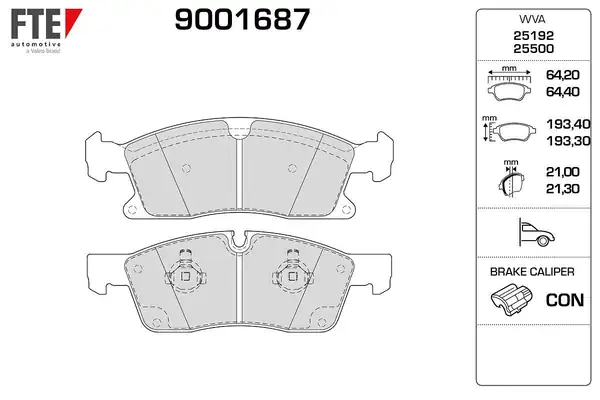 FTE 9001687 | Fren Balatası Ön X166 12 15 W166 15 18 C292 15 19 964052