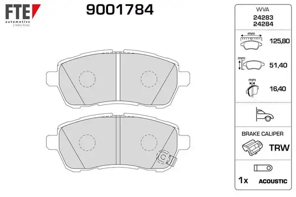 FTE 9001784 | Ön Fren Balatası Materıa M4 1,3 / 1,5 / 1,5 Eco 4Wd 10 / 06-Fiesta VI 08-(Gdb1893)