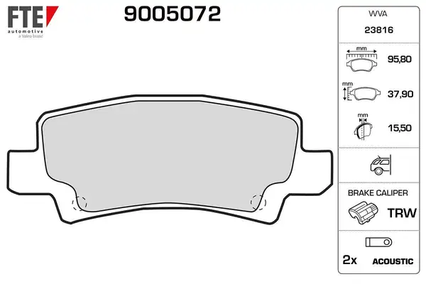 FTE 9005072 | Arka Fren Balatası Toyota Corolla 1 4 1 6 Vvt-I Benzinli 2003 2007