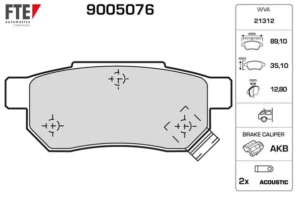 FTE 9005076 | Arka Fren Balatası (Disk İçin) Honda Civic 1996-2000 Jazz City 2002-2010 Crx 92-98 Integra 88-97
