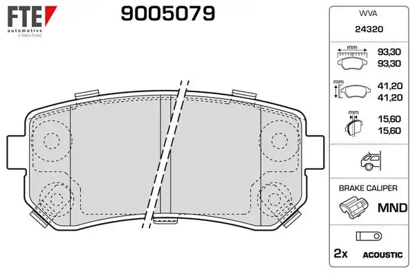 FTE 9005079 | Arka Fren Balatası Hyundai Accent Era 06-> / i20 08-15 / i30 07-12 / Ix20 10-> / Ix35 10-> / Sonata