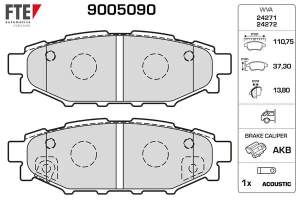 FTE 9005090 | Arka Fren Balatası Forester 2.0 2.5 09-12 Impreza 08-12 Outback 03-11 Legacy 03-11