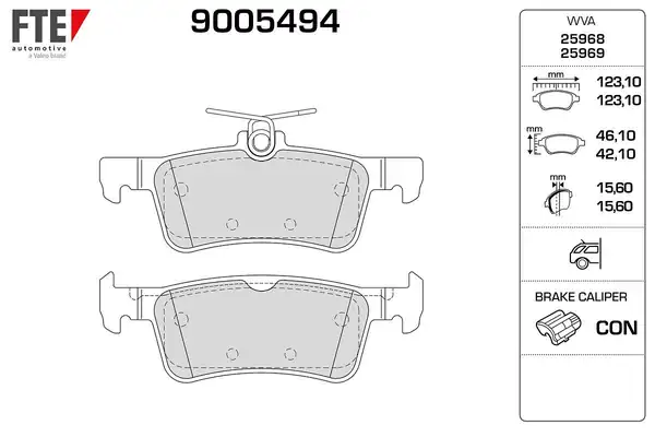 FTE 9005494 | Arka Fren Balatası P308 II 13 965954