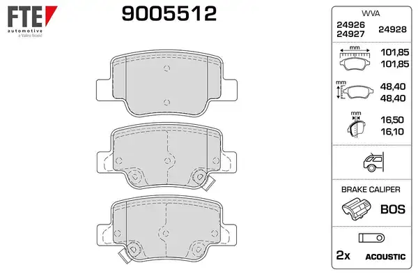 FTE 9005512 | Arka Fren Balatası Verso 09 Tüm Modeller 965956
