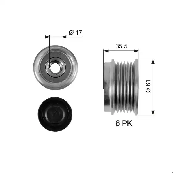 GATES OAP7100 | Alternatör Kasnağı Antara-Captiva 2.0D 16V *Z20dmh*