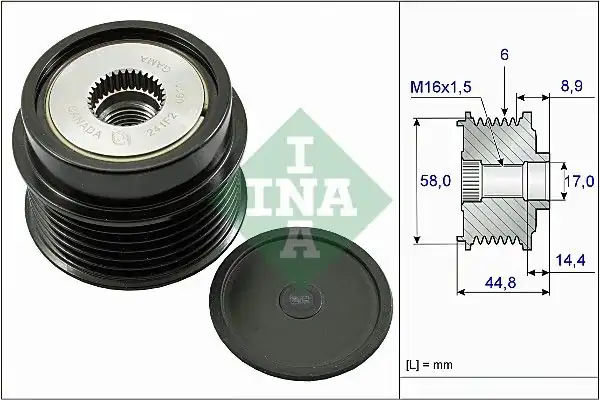 INA 535027110 | Alternatör Kasnağı (Hyundai: 1.4 1.6 i20 08-15 i30 11- / Kia: 1.4 1.6 Carens Ceed Soul Rio)