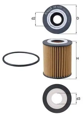 MAHLE OX1237D | Yağ Filtresi 18 > Pt.208-308-508-3008-5008-C3-C4-C5-Ds3-Ds7-Partner-Berlingo