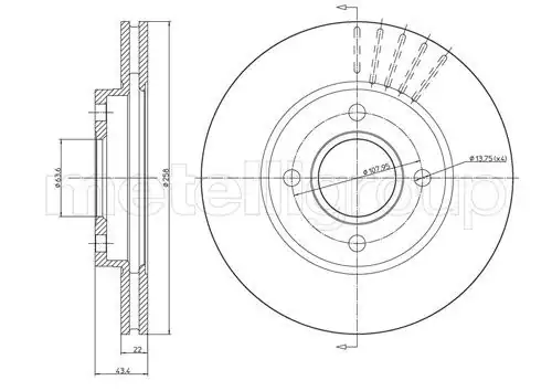METELLİ 23-0476C | Fren Diski Ön 258mm Ford Focus 98 02 Fiesta 02 Mazda 2 03