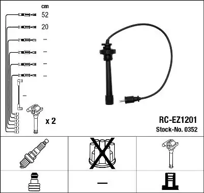 NGK 0352 | Ateşleme Kablo Seti Rc-Ez1201 (Mazda 323 01-04)