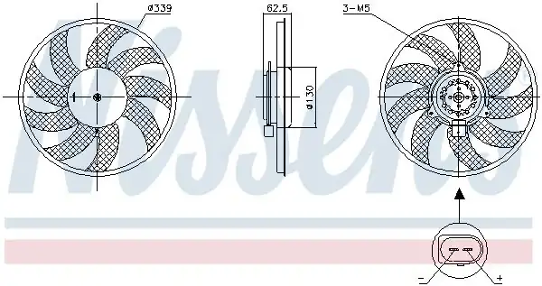 NISSENS 850105 | Fan Motoru 350 mm 200w Audi A6 11 18 A7 11 18 Q3 12 18