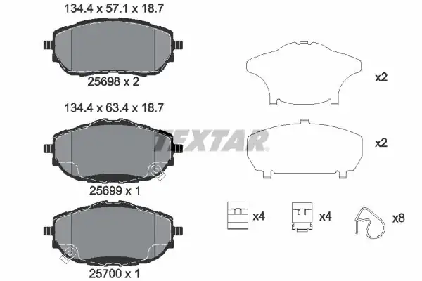 TEXTAR 2569801 | Ön Fren Balatası Toyota Corolla 2013 2019 Auris 2012 1 33 1 6 Benzinli 1 4 D 4d Dizel
