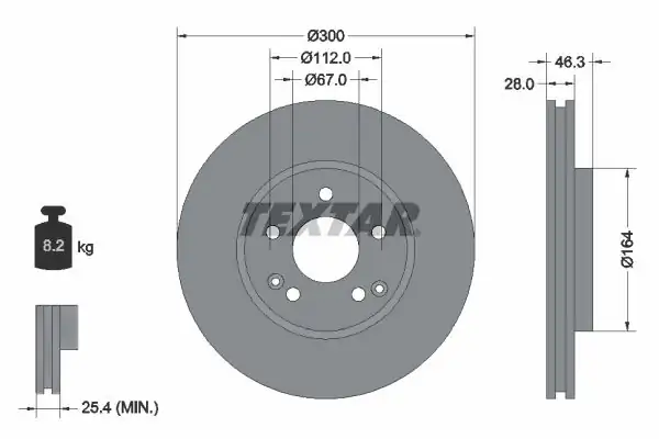 TEXTAR 92106003 | Fren Diski 210 Ön Komp. 203 C 280 320 2 Adet