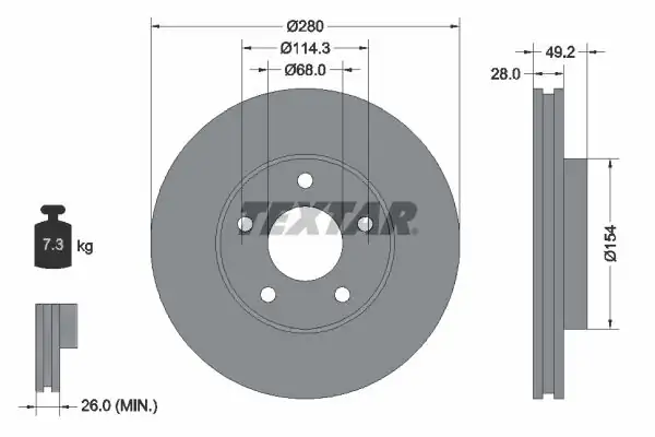 TEXTAR 92109403 | Fren Diski Pro | 2 Adet