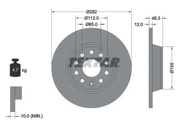 TEXTAR 92140803 | Fren Diski VW Passat Golf V 2 0 TDI Arka 286x12 2 Adet 1086211