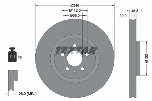 TEXTAR 92143903 | Textar Fren Diski VW Passat 1 8 Ön 2 Adet