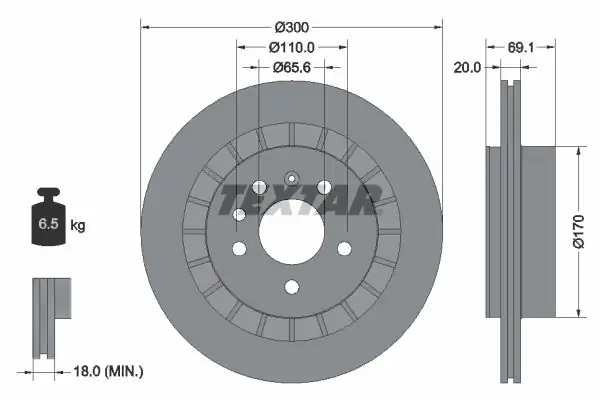 TEXTAR 92164900 | Fren Diski Opel Saab 9 5 300 mm Ön 2 Adet