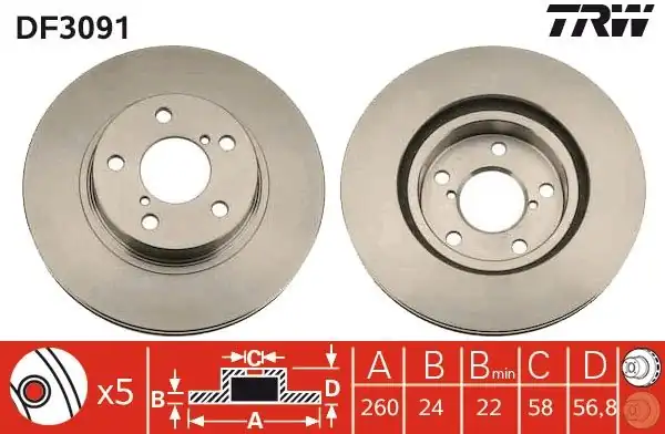 TRW DF3091 | Fren Diski Ön Svx 92-97 Impreza 92-00 Legacy 89-03 Havalı 260mm