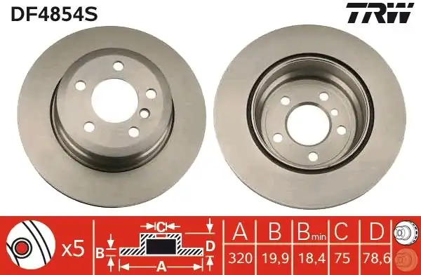 TRW DF4854S | Fren Diski Arka Bmw X5 X6 E70 E71 E72 F15 F16 F85 F86 320mm 2 Adet