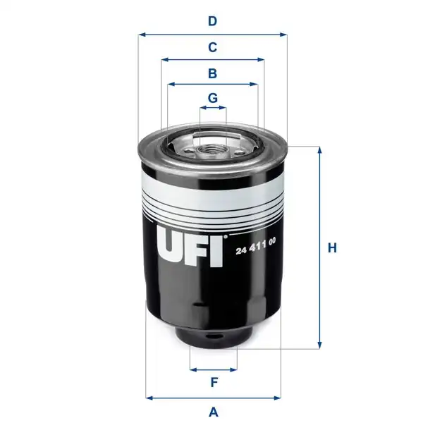 UFI 24.411.00 | Filtre Mazot (Toyota Hilux 90/05 / Nissan Navara 06 / Mitsubishi L200 10/14 / Ford Ranger 99-10 2.5D)