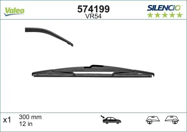 VALEO 574199 | Silecek Süpürgesi Arka (X1) 300mm Accord Ix i20 Micra Note P4007 Auris