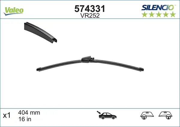 Valeo 574331 Arka Silecek Flat Blade 405mm VW Transporter T5 T6 Touran Caddy 04