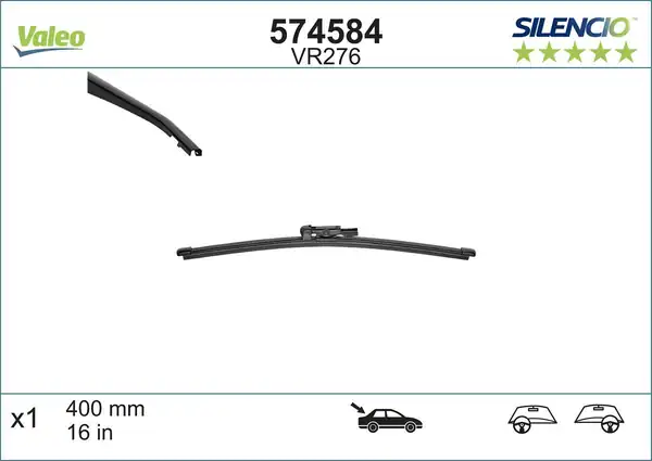 Valeo 574584 Arka Silecek 380mm Fiat Doblo 10 Mercedes Vito 03 Opel Combo 12