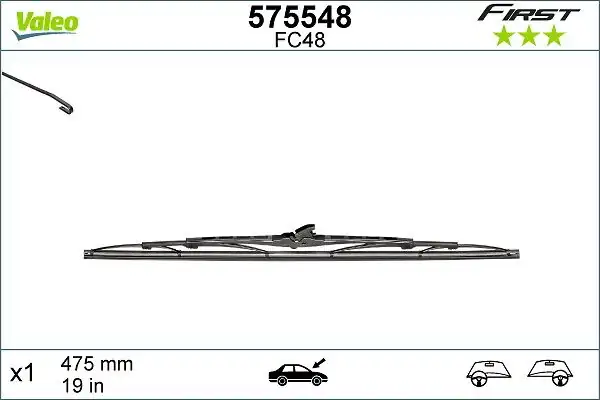 VALEO 575548 | Silecek Süpürgesi First 480mm Kancalı