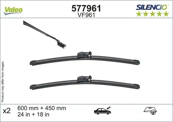 VALEO 577961 | Silencio Vf961 (X2) (600 + 450mm) (Ön) Mazda 6 Saloon (Gj Gl) / Atenza Mazda 6 Estate (Gj Gl