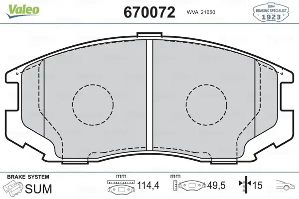 Valeo 670072 Fren Balatası Ön Daihatsu Terios 1 3 97 07 Proton Gen 2 1 3 1 6 03