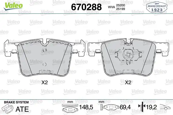 Valeo 670288 Fren Balatası Ön Bmw F20 F25 F30 X3 X4