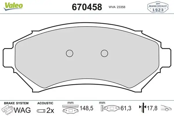 VALEO 670458 | Fren Balatası Opel Sıntra Ön 2.2 Dtı 2.2 16V 96-99