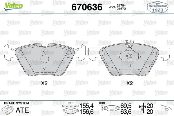 Valeo 670636 Fren Balata Ön Mercedes W210 E280 E310 98 03