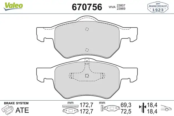 Valeo 670756 Fren Balata Ön Chrysler Voyager 2 4 2 5crdi 00 09