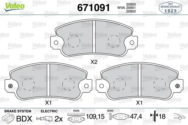 Valeo 671091 Fren Balatası Ön Seat Ibiza 84 93 Malaga 84 93 Fiat 131 Mirafiori 76 85 Marengo 80 85