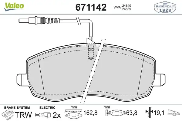 Valeo 671142 Fren Balatası Ön Peugeot 607 807 Citroen C8 3 0
