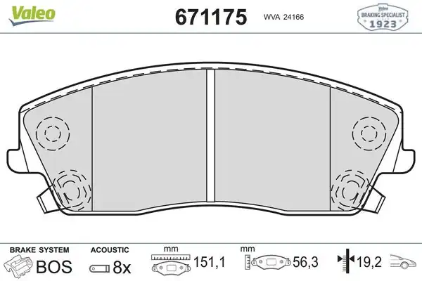 VALEO 671175 | Fren Balatası Ön Chrysler 300C 2.7 04-Lancıa Thema 3.6 3.0D 11 -