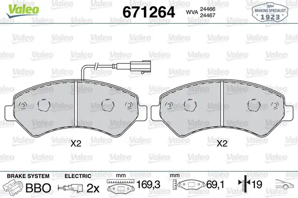 Valeo 671264 Fren Balatası Ön Fiat Ducato Peugeot Boxer Citroen Jumper Karsan Jest 2 2 3 0 2006